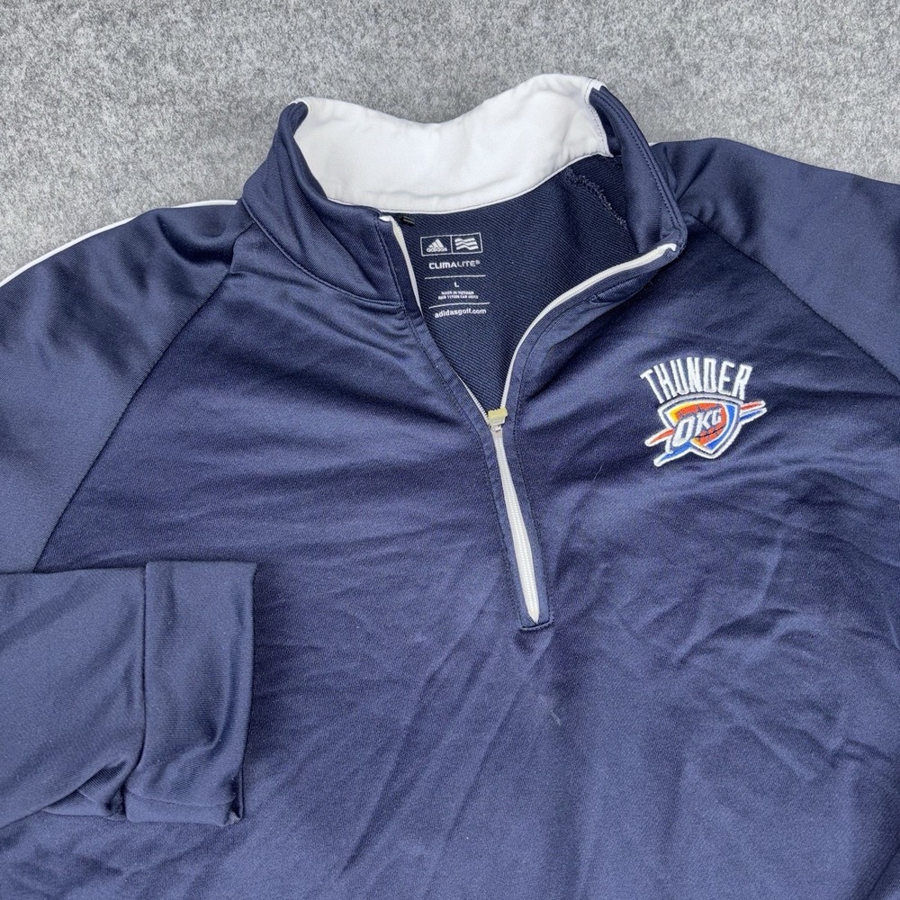 Adidas Climalite OKC Thunder 1/4 Zip Jacket Mens Large Navy Blue Athletic Sports